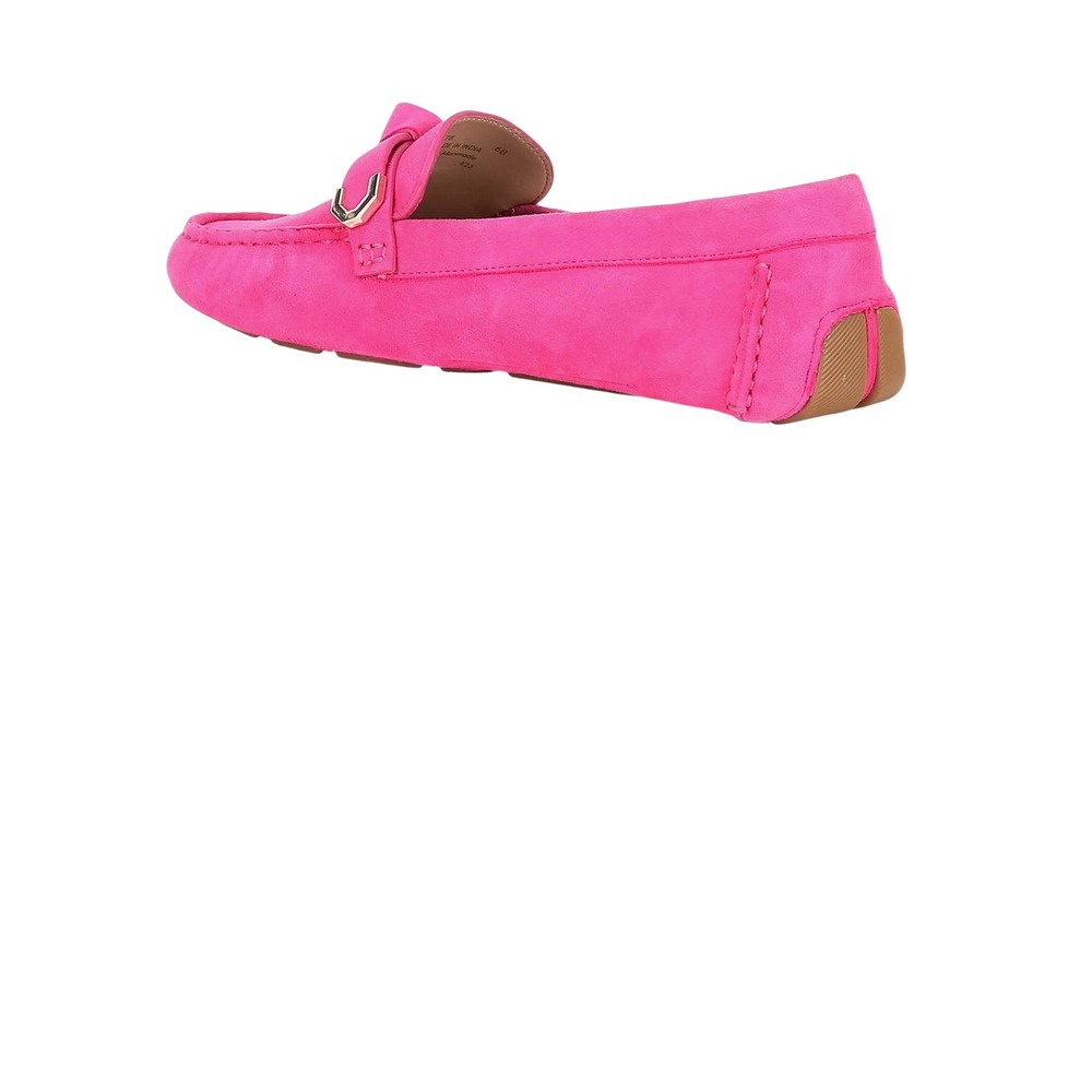 Cole Haan Evelyn Loafers Women 7.5 Pink Suede Driver Knotted Strap Gold Accent - Picture 10 of 11